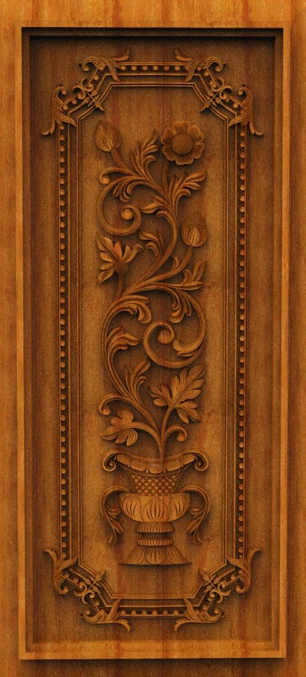 3D DOOR - OAK-24 Classical Floral Urn Elegance Carved Panel Design